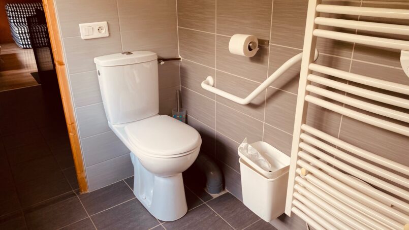 WC PMR fauteuil roulant barre d'appui