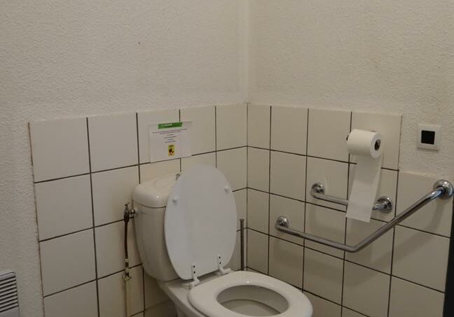 WC PMR surélevés avec barre d'appui